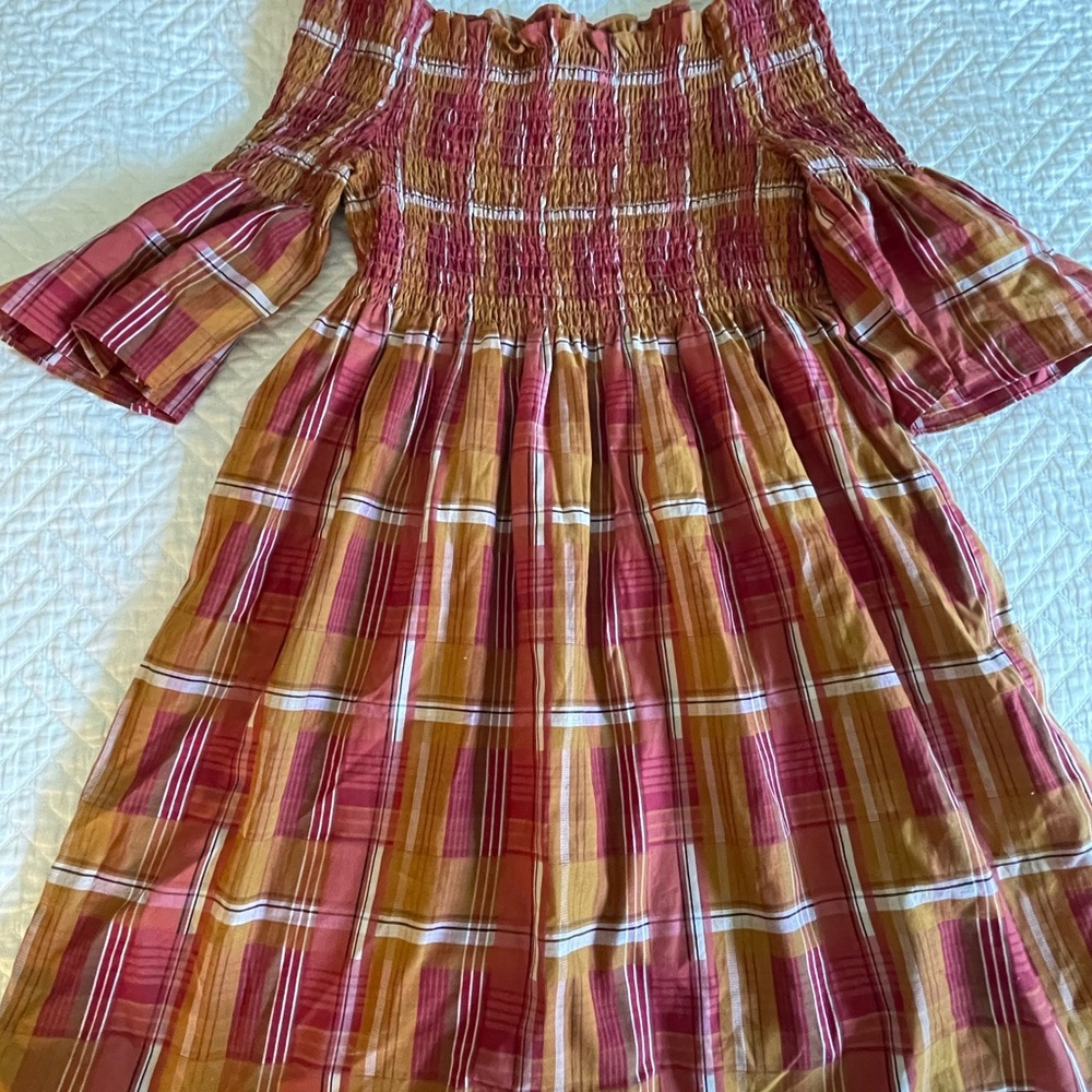 Zara plaid off the shoulder mini dress/tunic